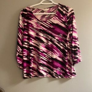 TanJay Petite purple, black and grey blouse